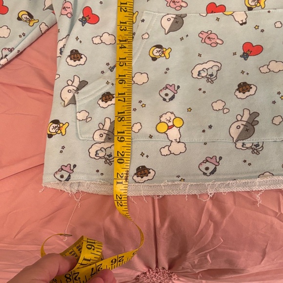 BT21 Cloud Girls Cropped Hoodie - Minty Blue, SZ Medium - Picture 8 of 8